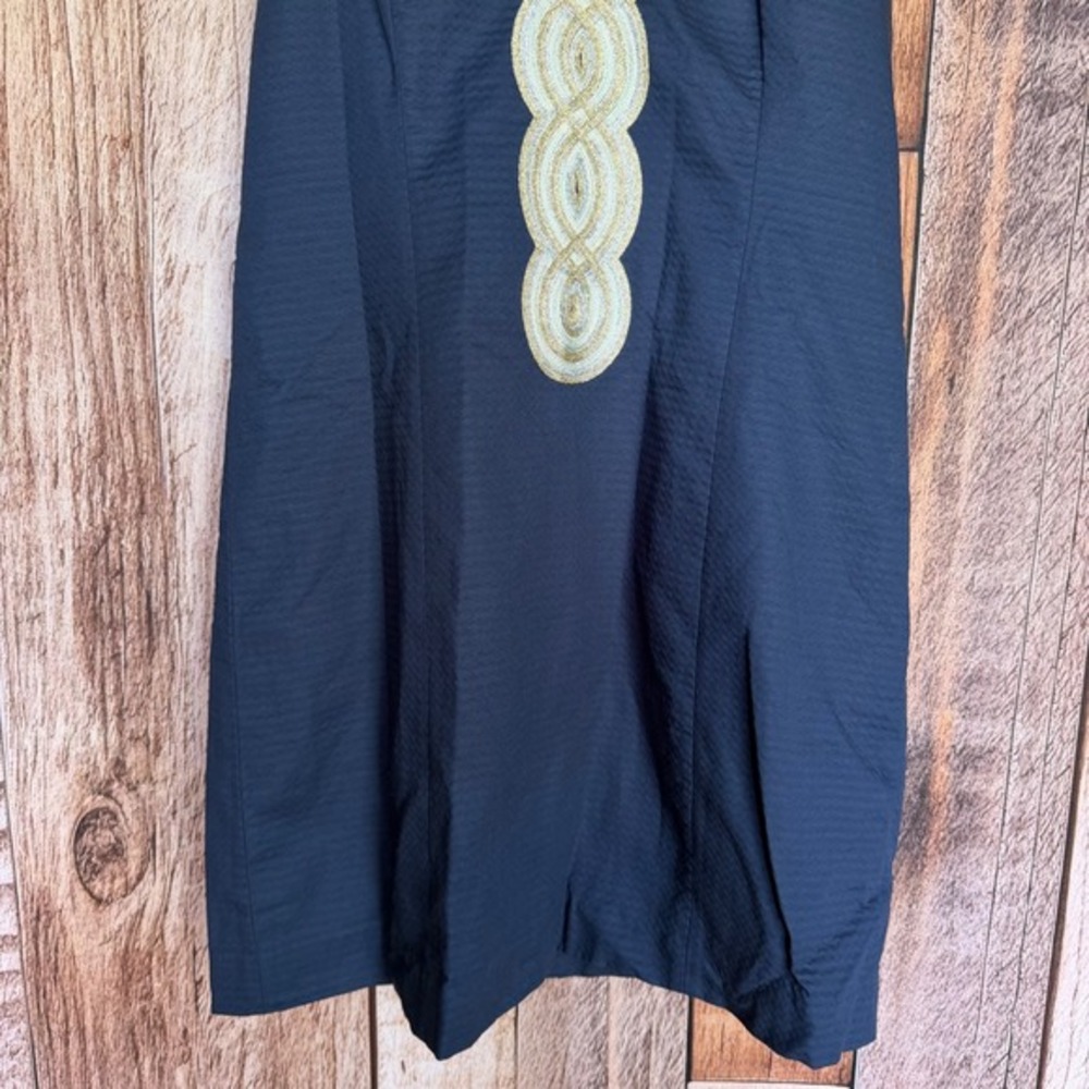 Lilly Pulitzer Valli Shift Dress Navy Gold Vacation Coastal Preppy Size 14 NWT - Picture 3 of 8